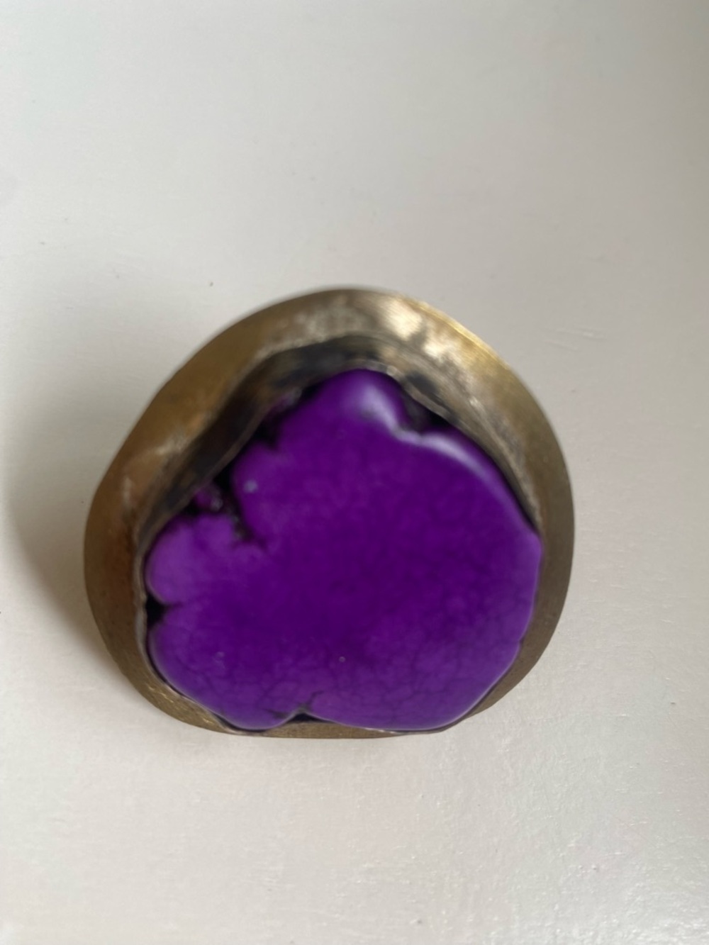 Bold Purple Stone Ring with metal setting.